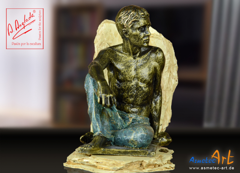 Angeles Anglada 147 - Bücherstütze sitzender Junge - www.asmetec-art.de